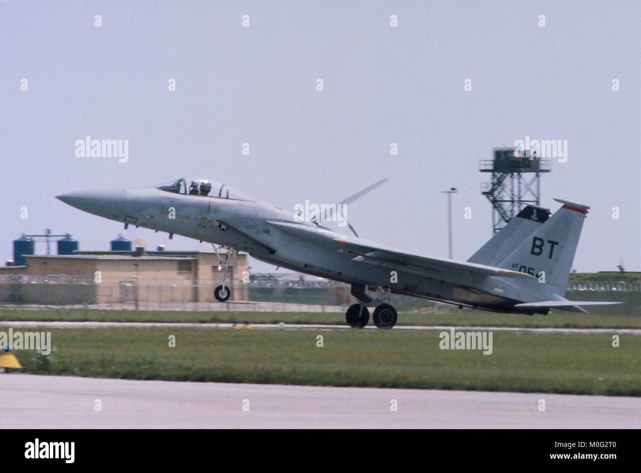 Us Air Force F 15 fighter on Bitburg air base (Federal Germany, September 1984) Stock Photo
