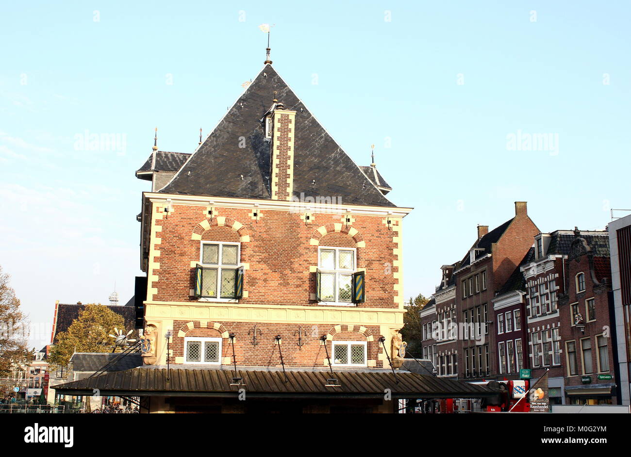 Late 16th century Waag building (weighing house) at Waagplein in central Leeuwarden, The Netherlands, a prominent landmark Stock Photo