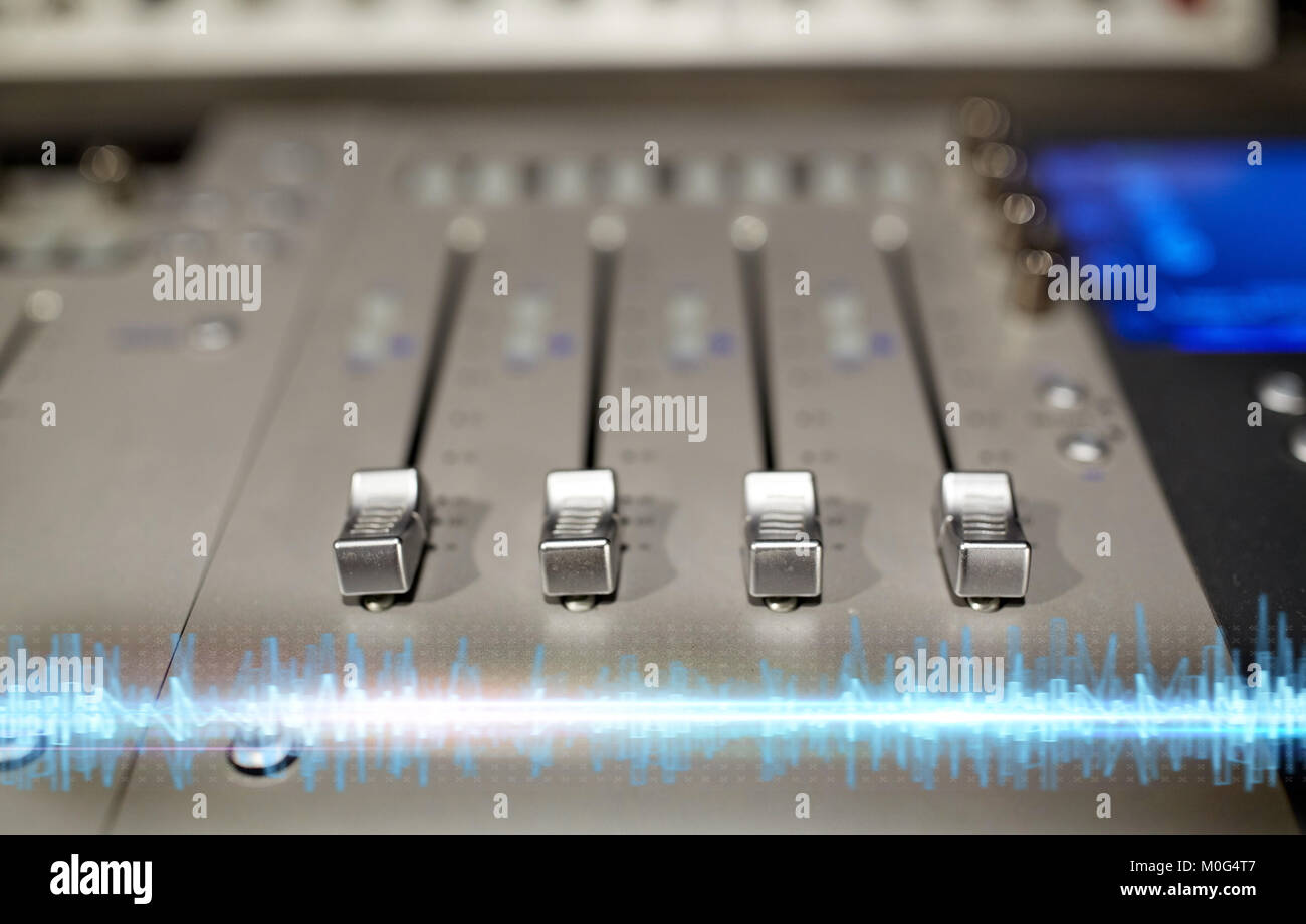 music mixing console at sound recording studio Stock Photo