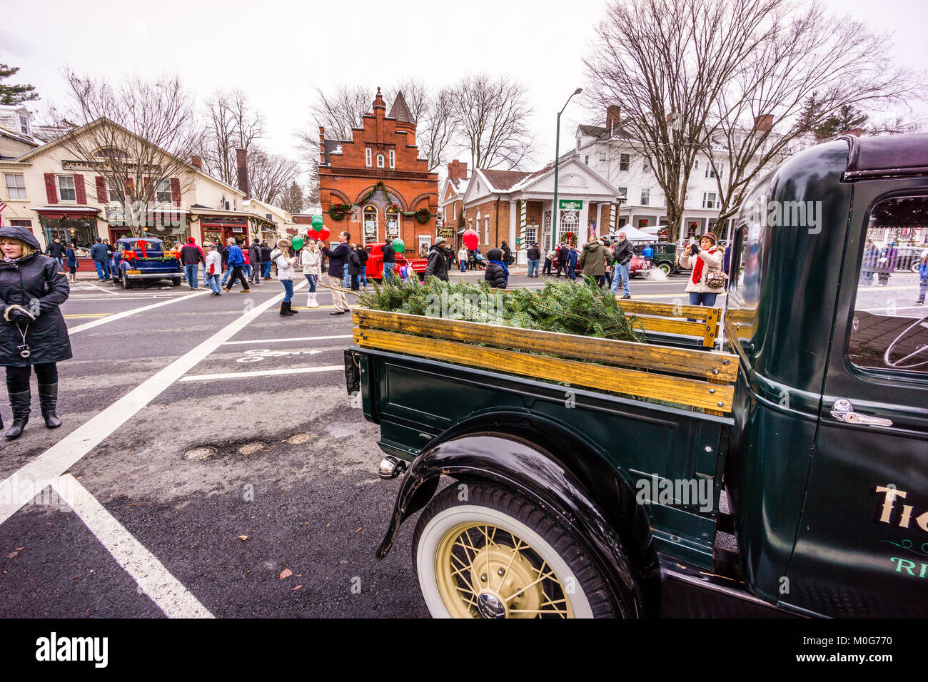 Main Street At Christmas   Stockbridge, Massachusetts, USA Stock Photo