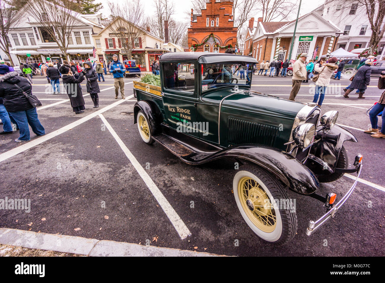 Main Street At Christmas   Stockbridge, Massachusetts, USA Stock Photo