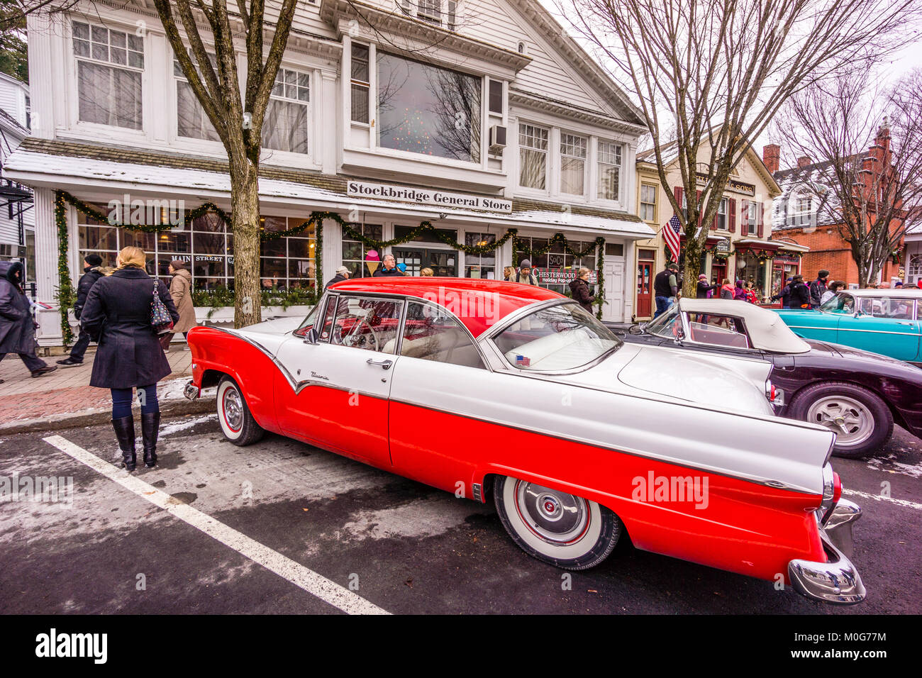 Main Street At Christmas Stockbridge, Massachusetts, USA Stock Photo