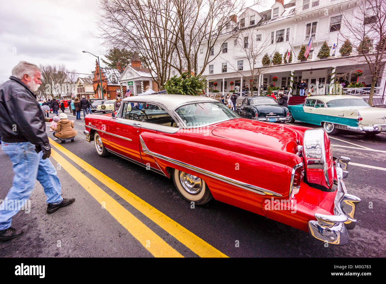 Main Street At Christmas   Stockbridge, Massachusetts, USA Stock Photo