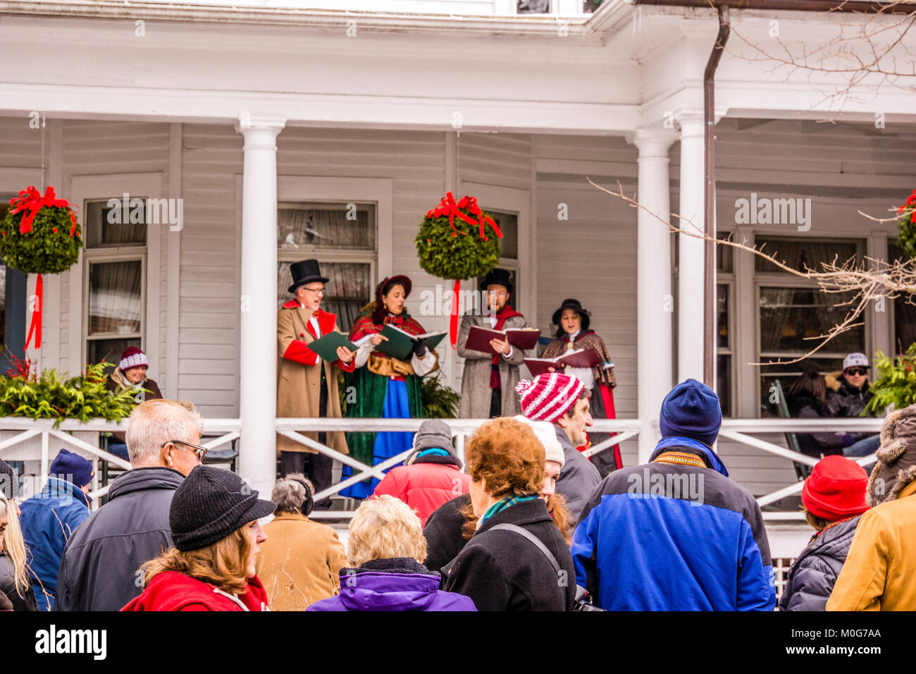 Main Street At Christmas Stockbridge, Massachusetts, USA Stock Photo