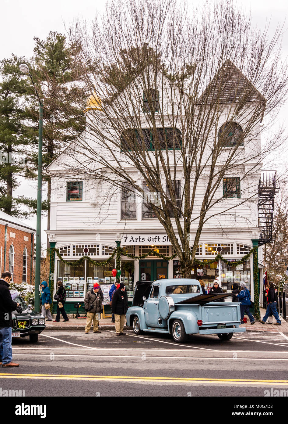 Main Street At Christmas   Stockbridge, Massachusetts, USA Stock Photo