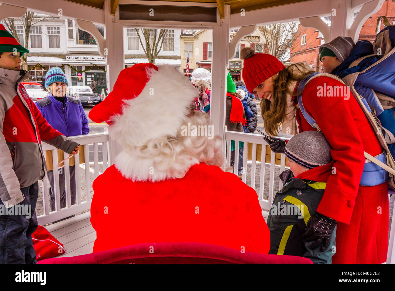 Main Street At Christmas Stockbridge, Massachusetts, USA Stock Photo