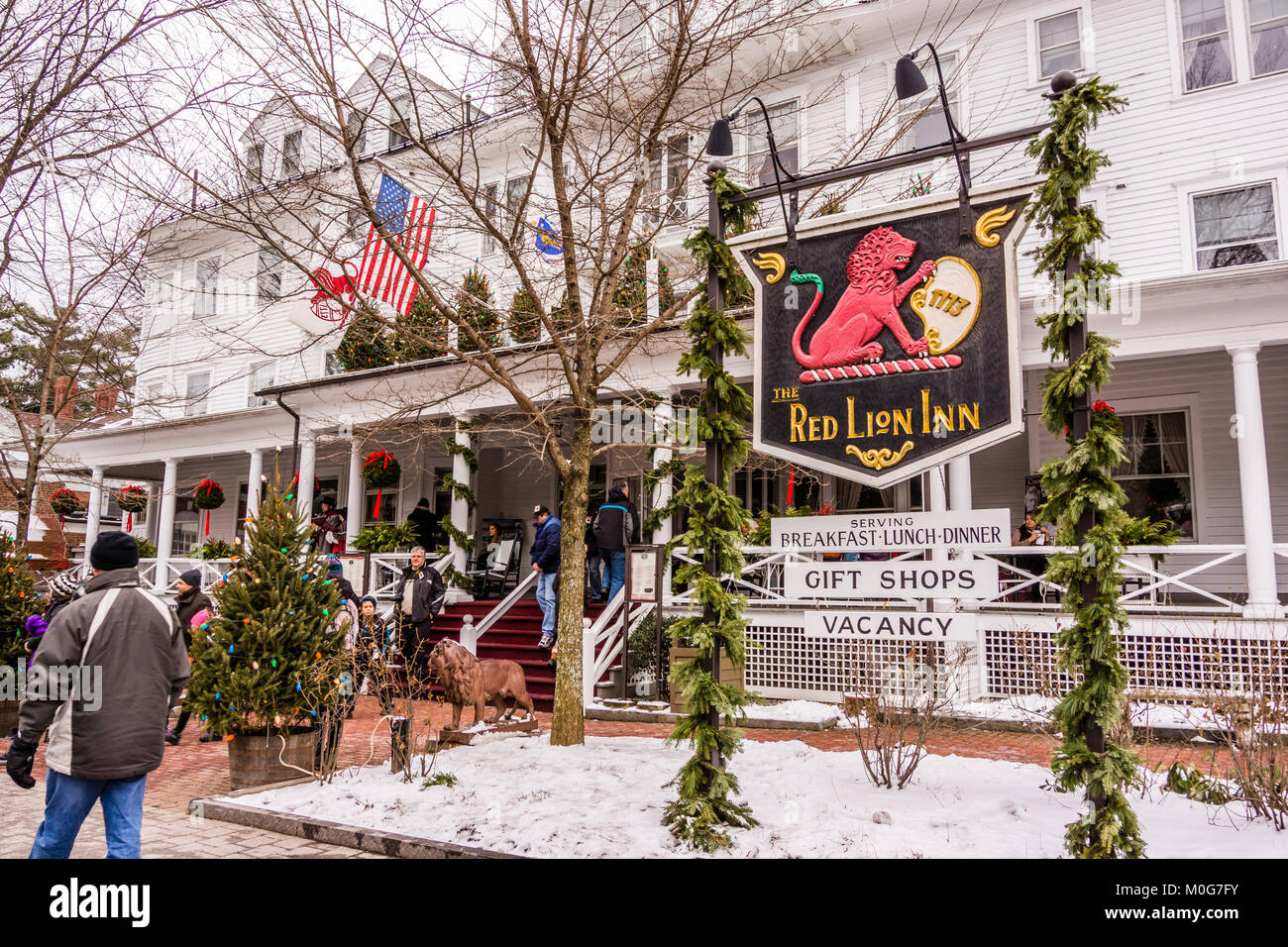 Main Street At Christmas   Stockbridge, Massachusetts, USA Stock Photo