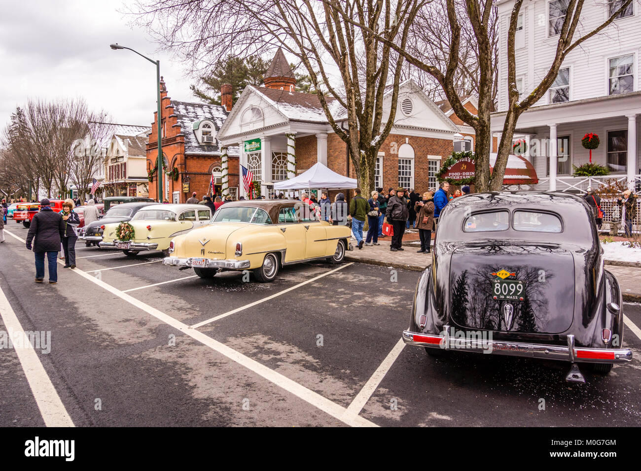 Main Street At Christmas Stockbridge, Massachusetts, USA Stock Photo