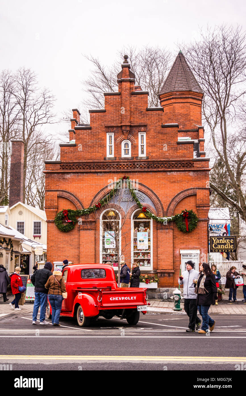 Main Street At Christmas Stockbridge, Massachusetts, USA Stock Photo