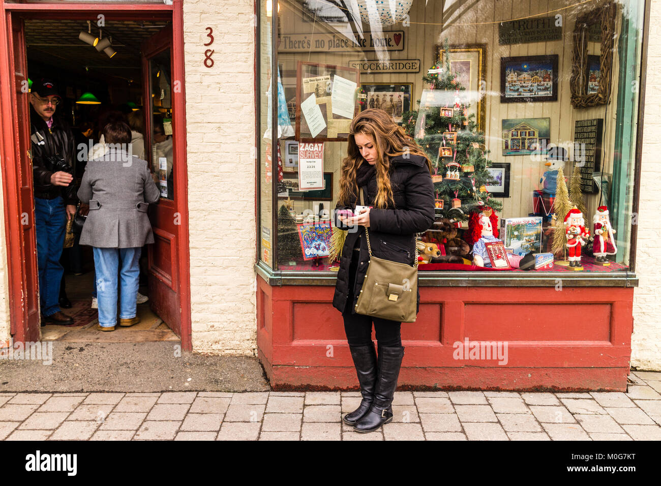 Main Street At Christmas   Stockbridge, Massachusetts, USA Stock Photo