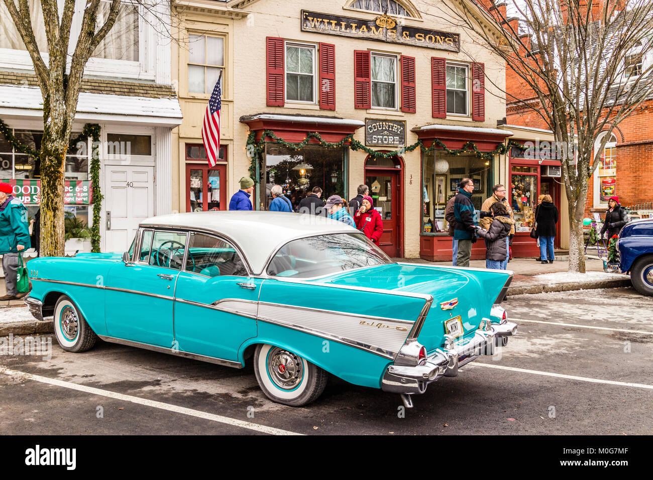 Main Street At Christmas   Stockbridge, Massachusetts, USA Stock Photo