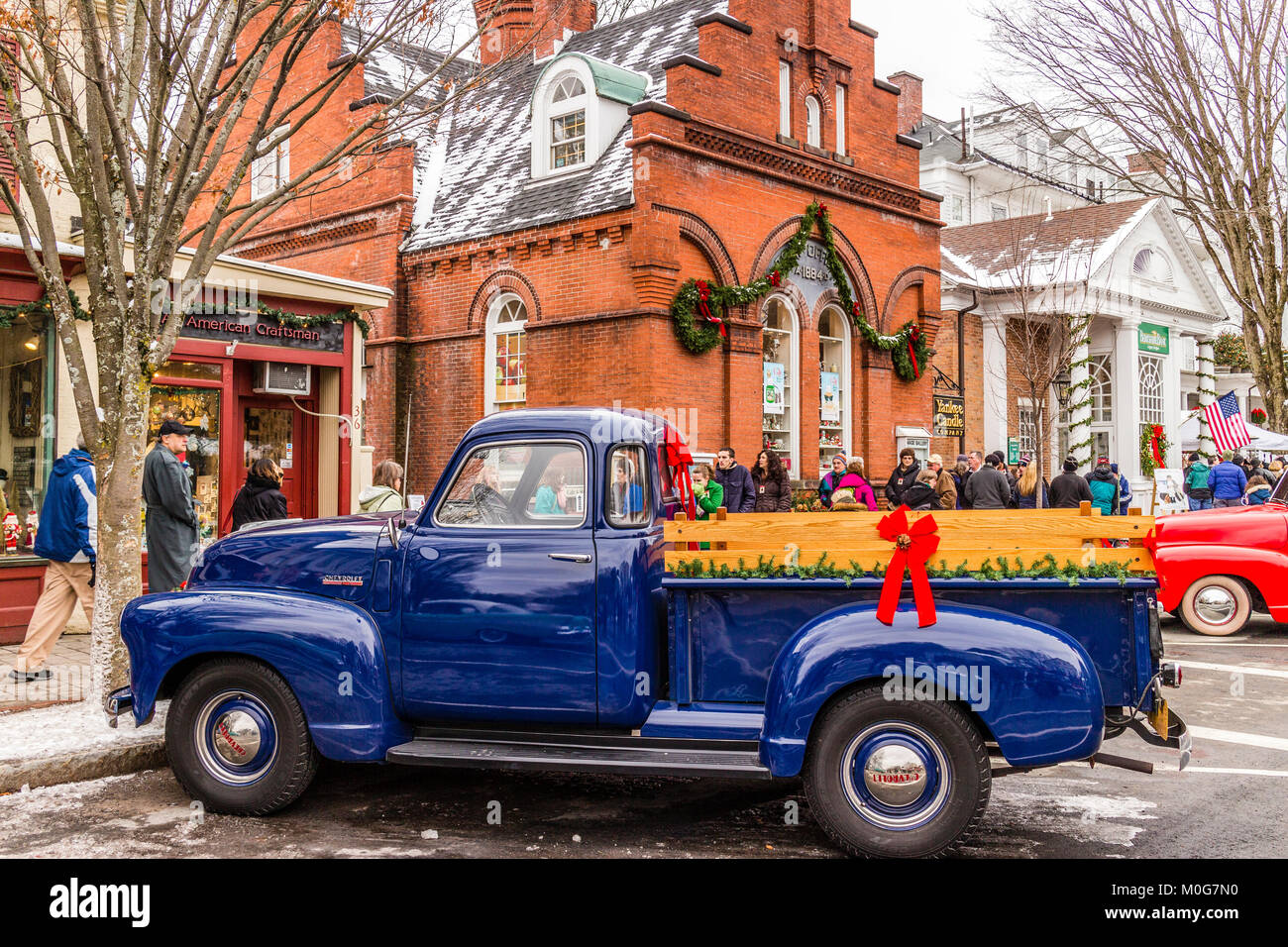 Main Street At Christmas Stockbridge, Massachusetts, USA Stock Photo