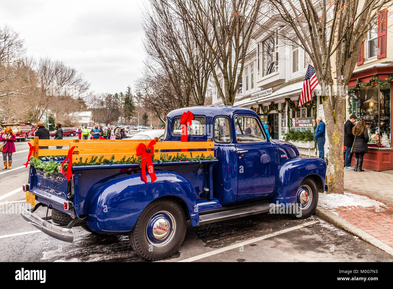 Main Street At Christmas   Stockbridge, Massachusetts, USA Stock Photo