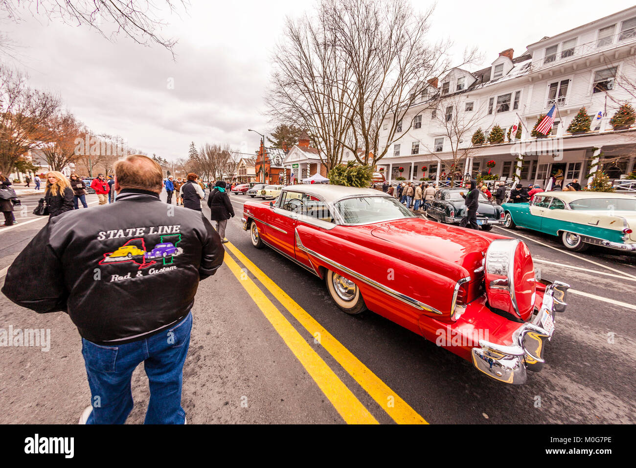 Main Street At Christmas   Stockbridge, Massachusetts, USA Stock Photo