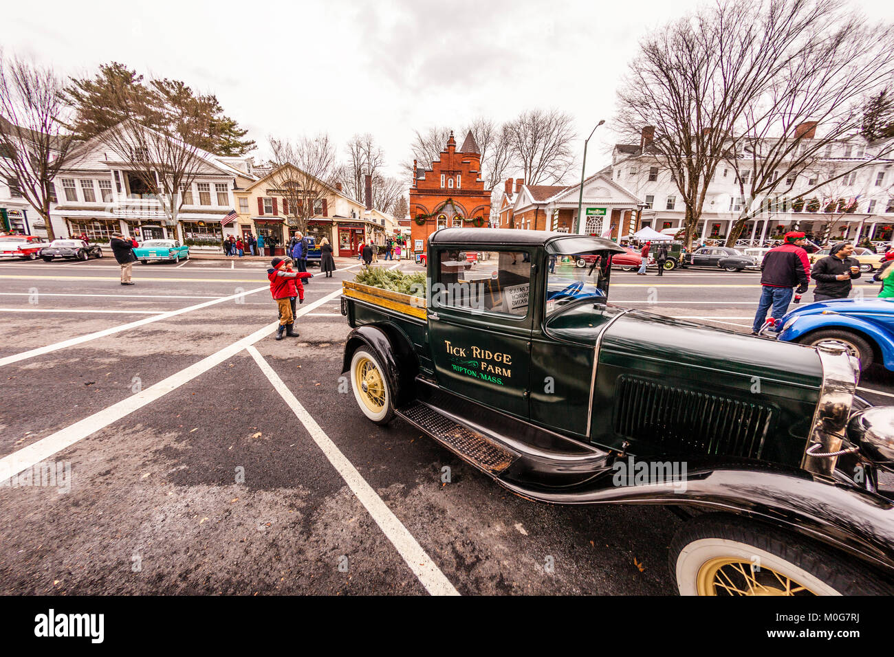 Main Street At Christmas Stockbridge, Massachusetts, USA Stock Photo