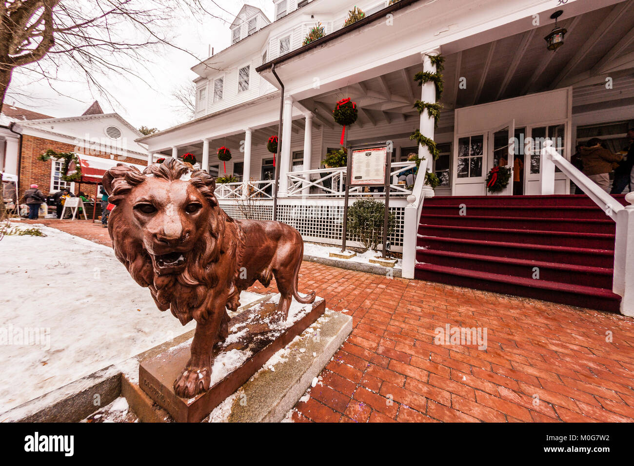 Main Street At Christmas   Stockbridge, Massachusetts, USA Stock Photo