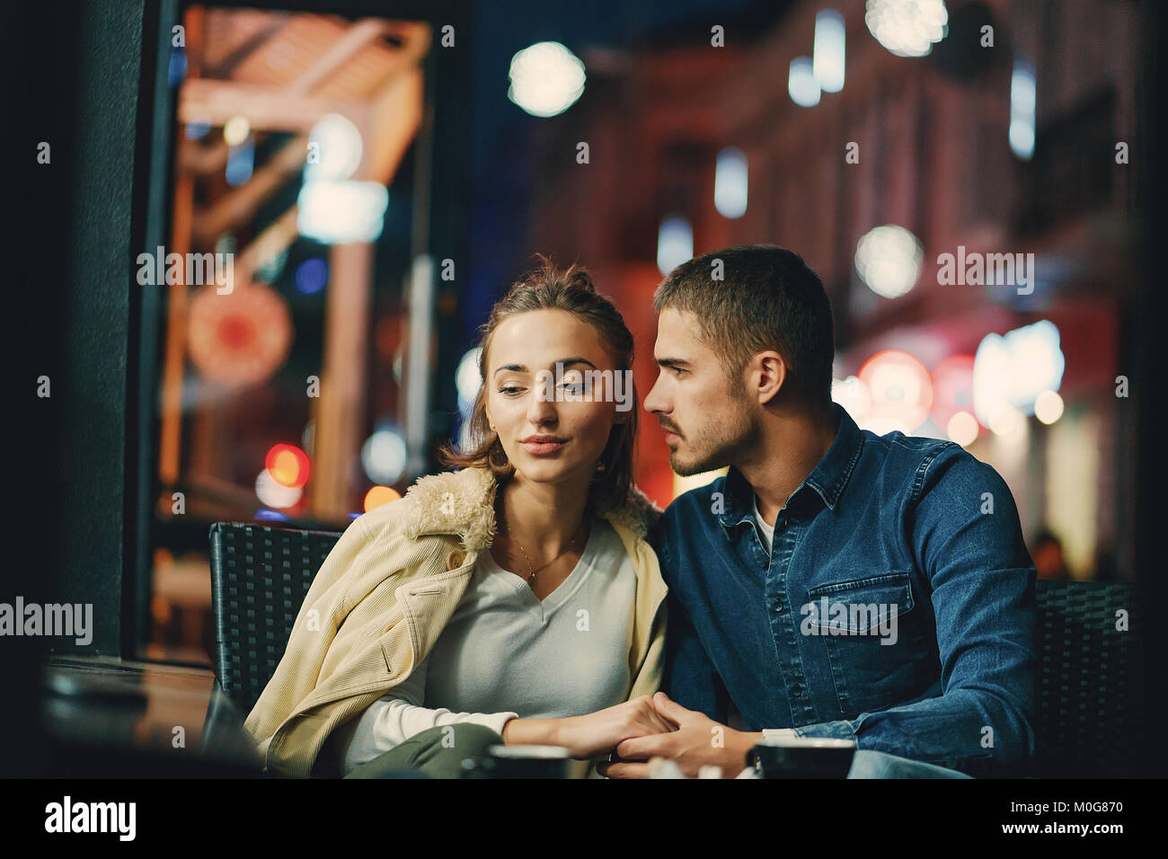 Couple Drinking Coffee Outside Stock Photo Alamy couple-in-love-drinking-coffee-in-coffee-shop-couples-in-love