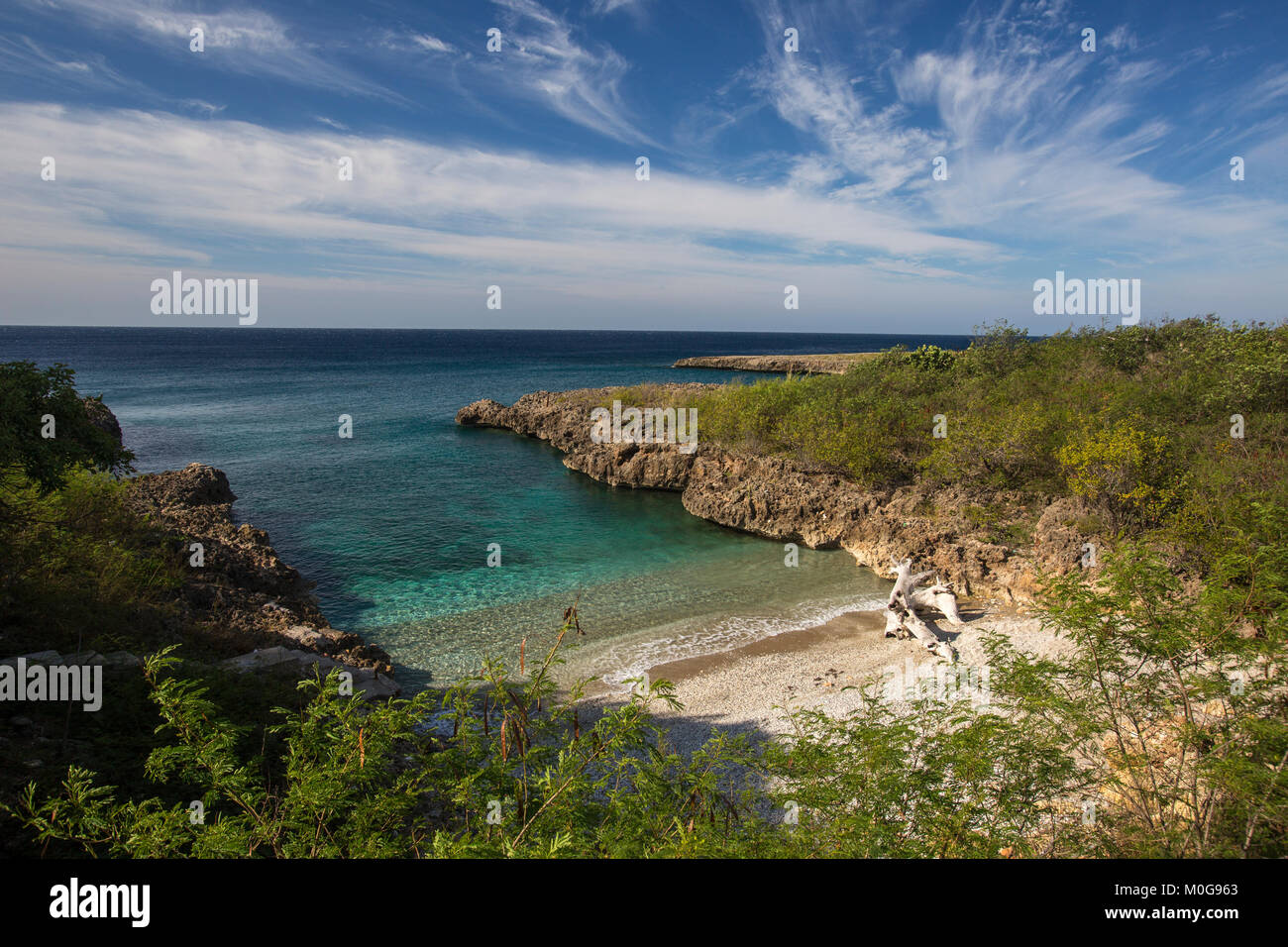 Secluded cove at Rio Guanayara beach, Cuba Stock Photo