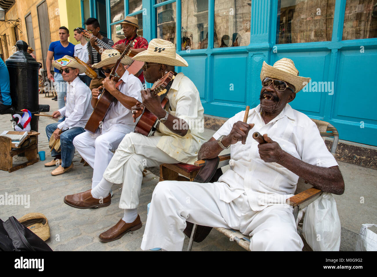 Son Cubano band in Old Havana, Cuba Stock Photo