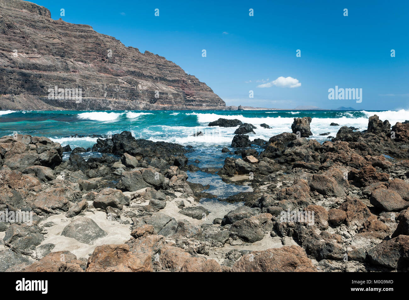 Playa de la Canteria, Orzola, Haria municipality, Lanzarote, Canary Islands, Spain Stock Photo