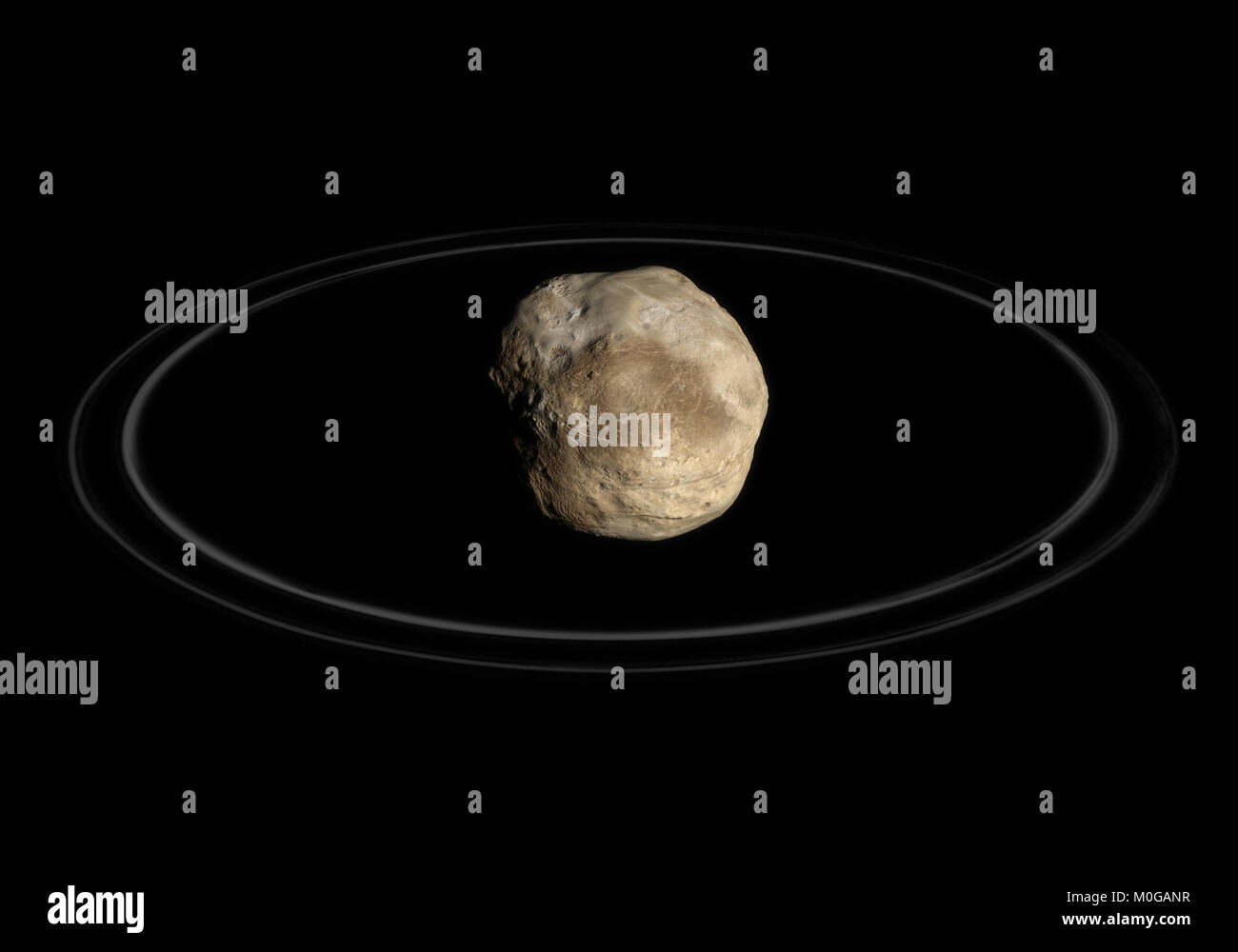 This image represents Chariklo asteroid and its rings in artwork ...