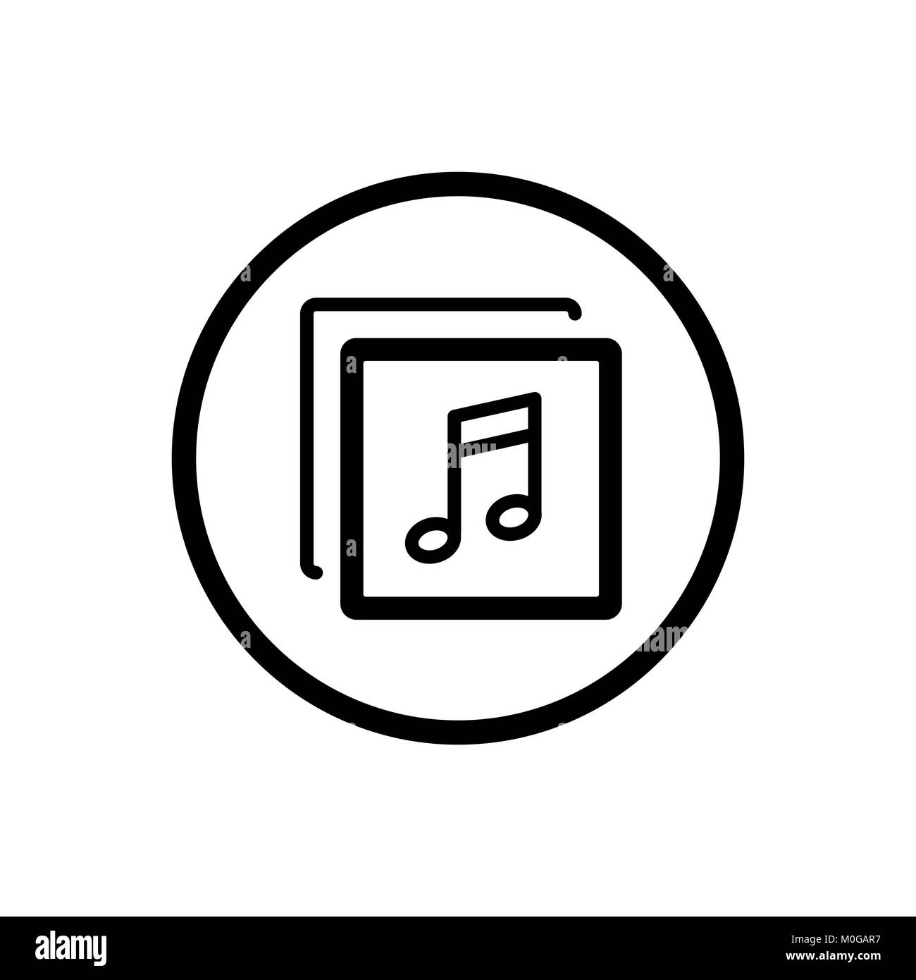 Music line icon in a cirlce and a white background. Vector illustration ...