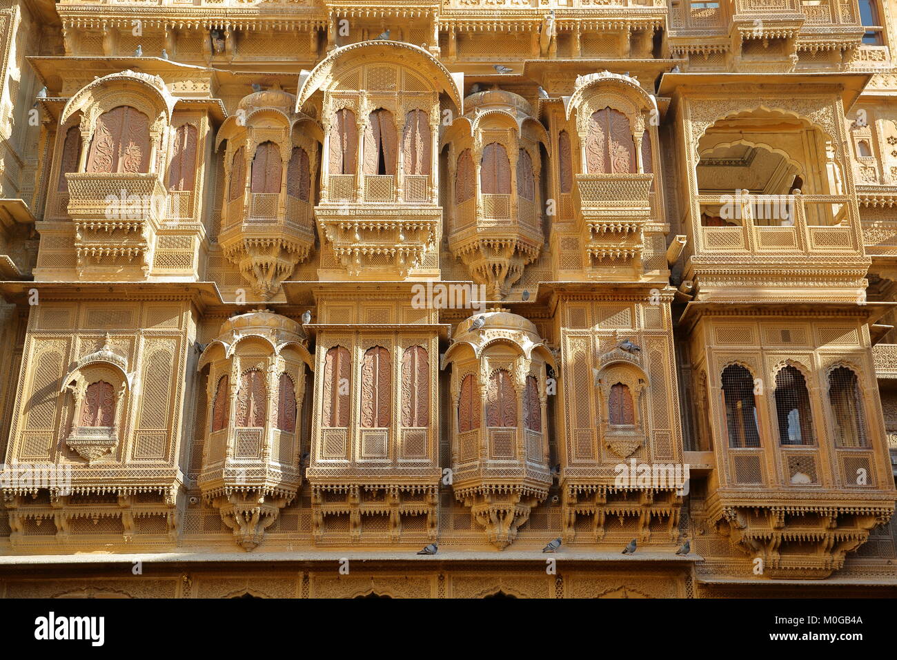 The architectural details of Patwa ki Haveli in Jaisalmer, Rajasthan, India Stock Photo
