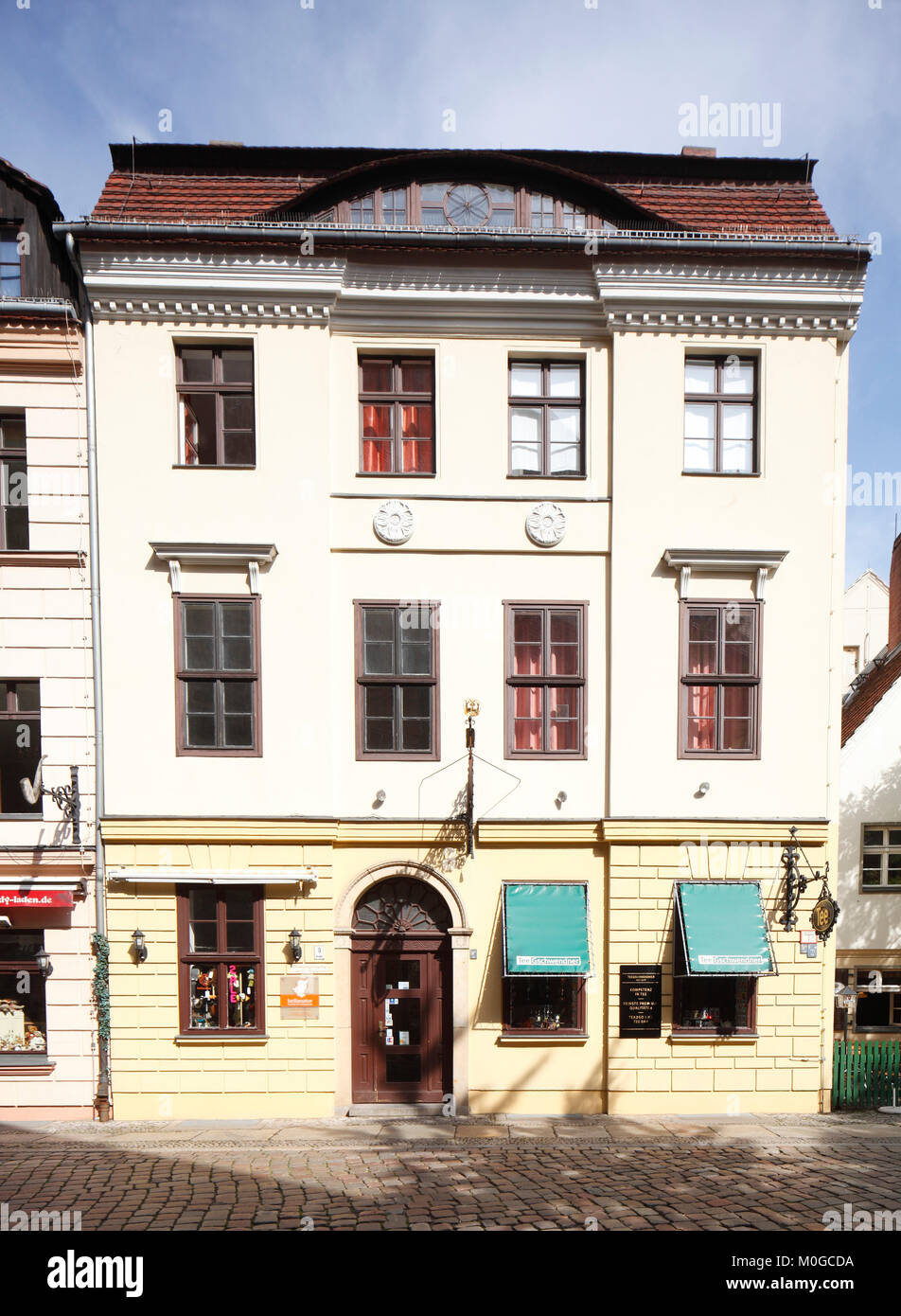 DEU, Germany, Berlin: historical House Facade in Berliner Nikolaiviertel  I DEU, Deutschland, Berlin: Berliner Nikolaiviertel Stock Photo