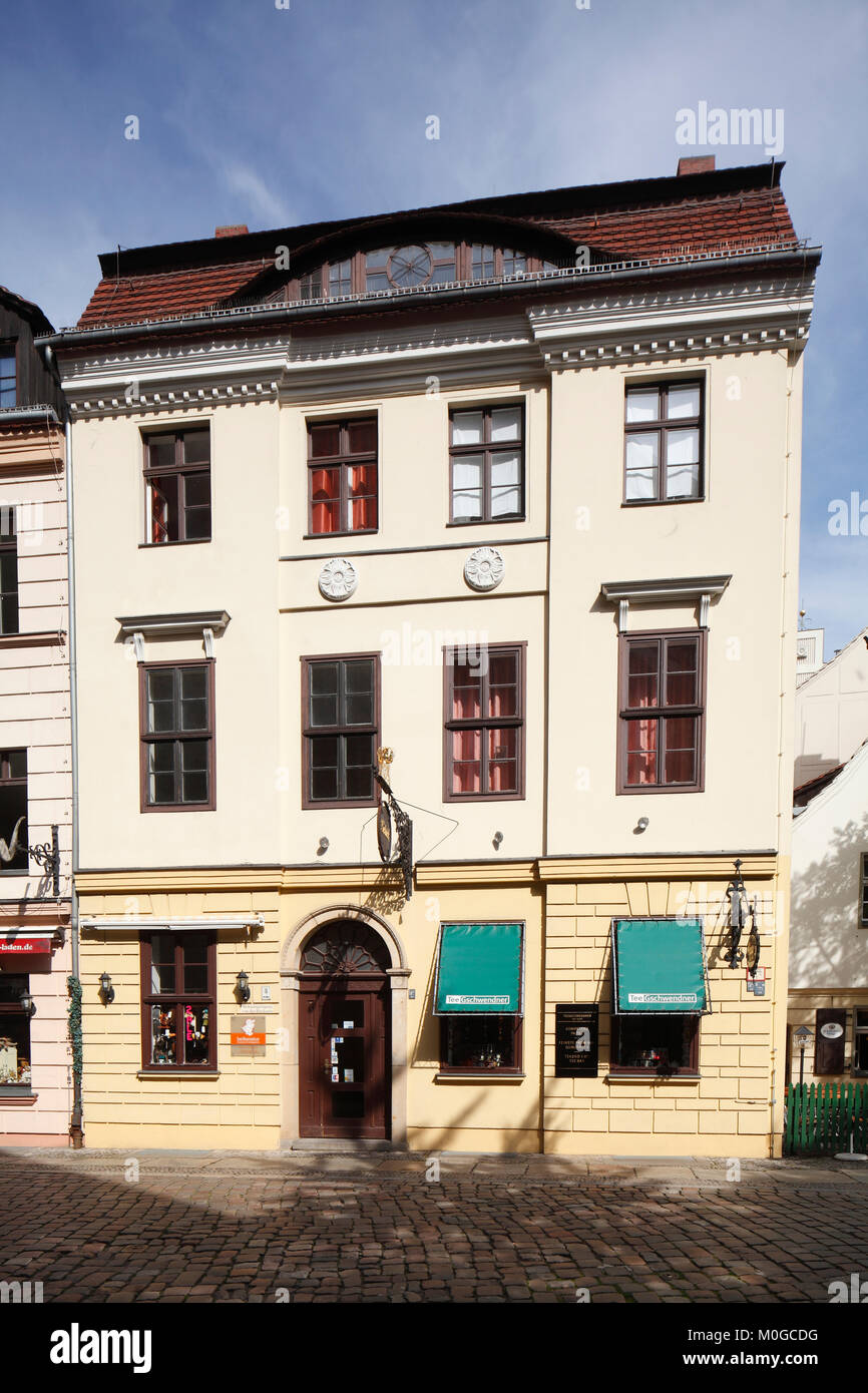DEU, Germany, Berlin: historical House Facade in Berliner Nikolaiviertel  I DEU, Deutschland, Berlin: Berliner Nikolaiviertel Stock Photo