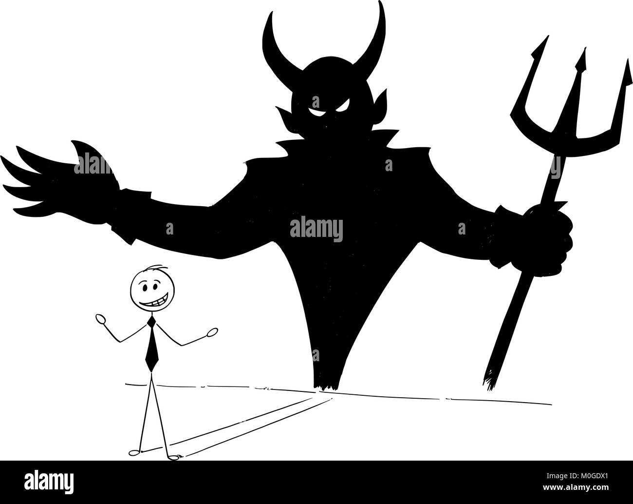 Conceptual Cartoon of Businessman and His Devil Inside Shadow Stock Vector