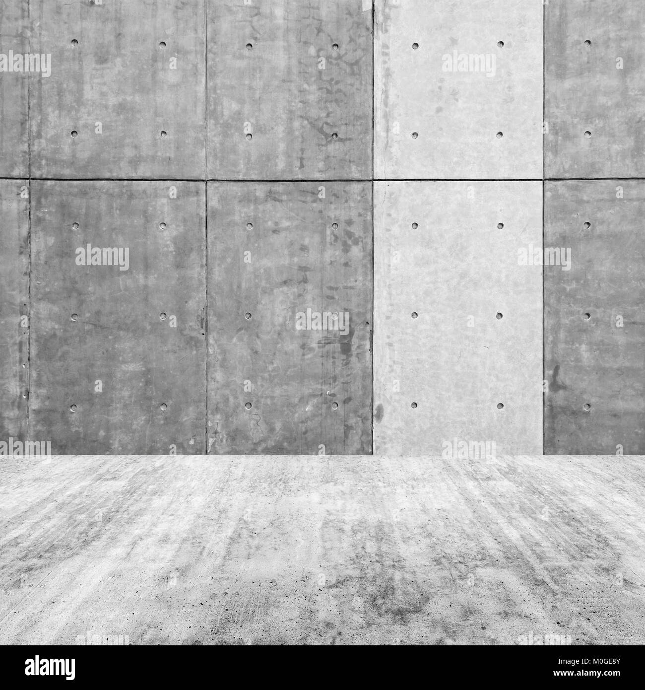 Abstract minimal interior background, empty concrete room fragment with wall and floor Stock Photo