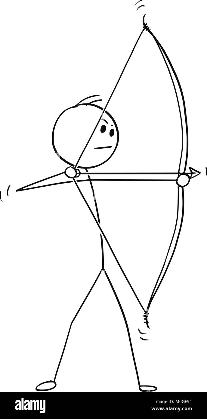 Cartoon of Archer with Bow and Arrow Stock Vector