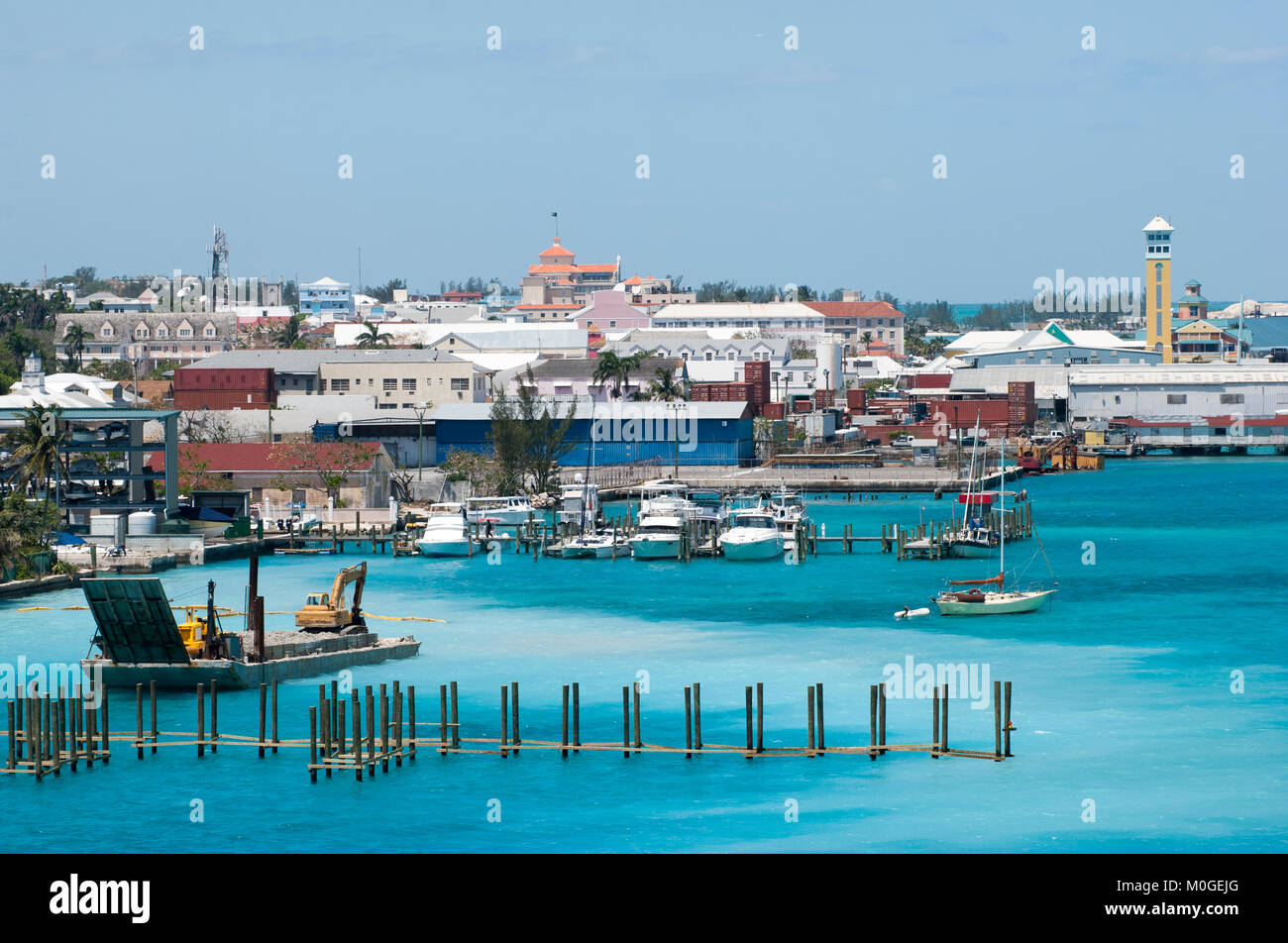 The view of Nassau city waterfront and the downtown (Bahamas Stock