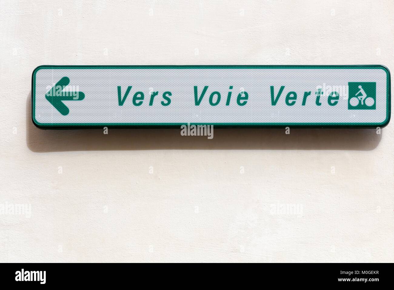 Direction and road sign for the greenway in France Stock Photo - Alamy