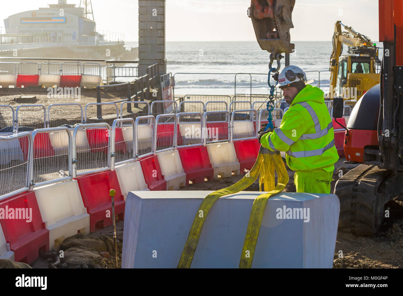 Renovations and resurfacing work at Pier Approach, Bournemouth, Dorset UK in January Stock Photo