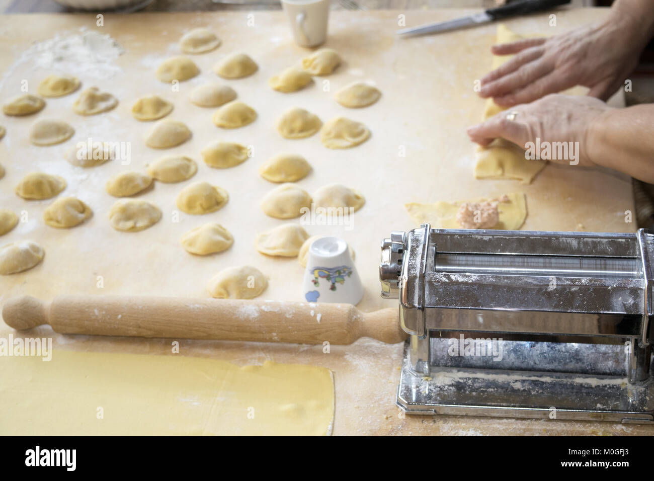 at home recipe for preparation of the puff pastry for stuffed ravioli Stock Photo Alamy