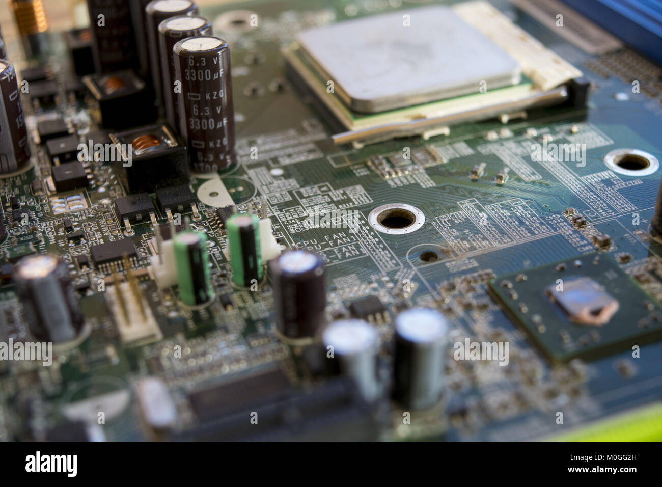 integrated circuits in a motherboard of a pc Stock Photo Alamy
