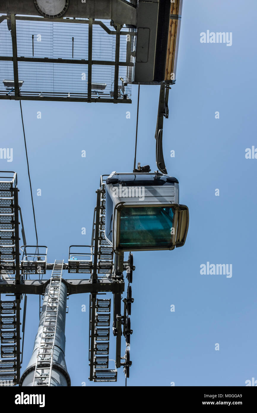 Overhead cable car and support pylon in Tbilisi, Georgia, Eastern Europe. Stock Photo