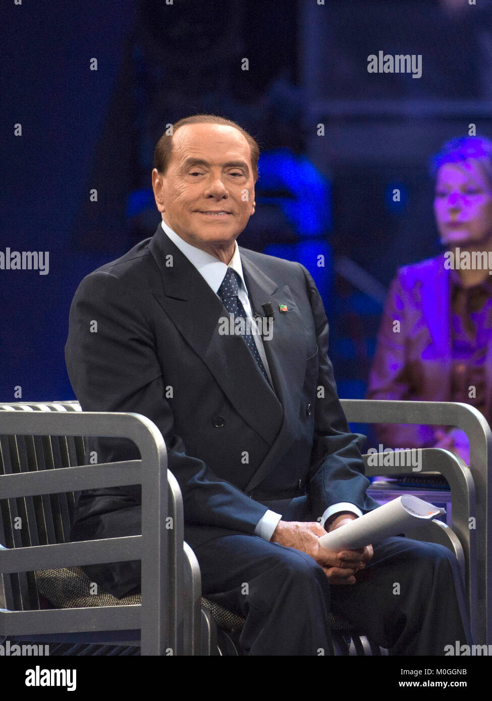 Italy, Rome, 21 January 2018 : Former italian prime minister Silvio Berlusconi attends talk show 'L'Arena'     Photo © Fabio Mazzarella/Sintesi/Alamy  Stock Photo