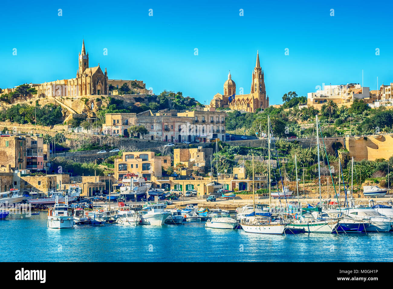 Malta: Mgarr, a harbour town in Gozo island Stock Photo