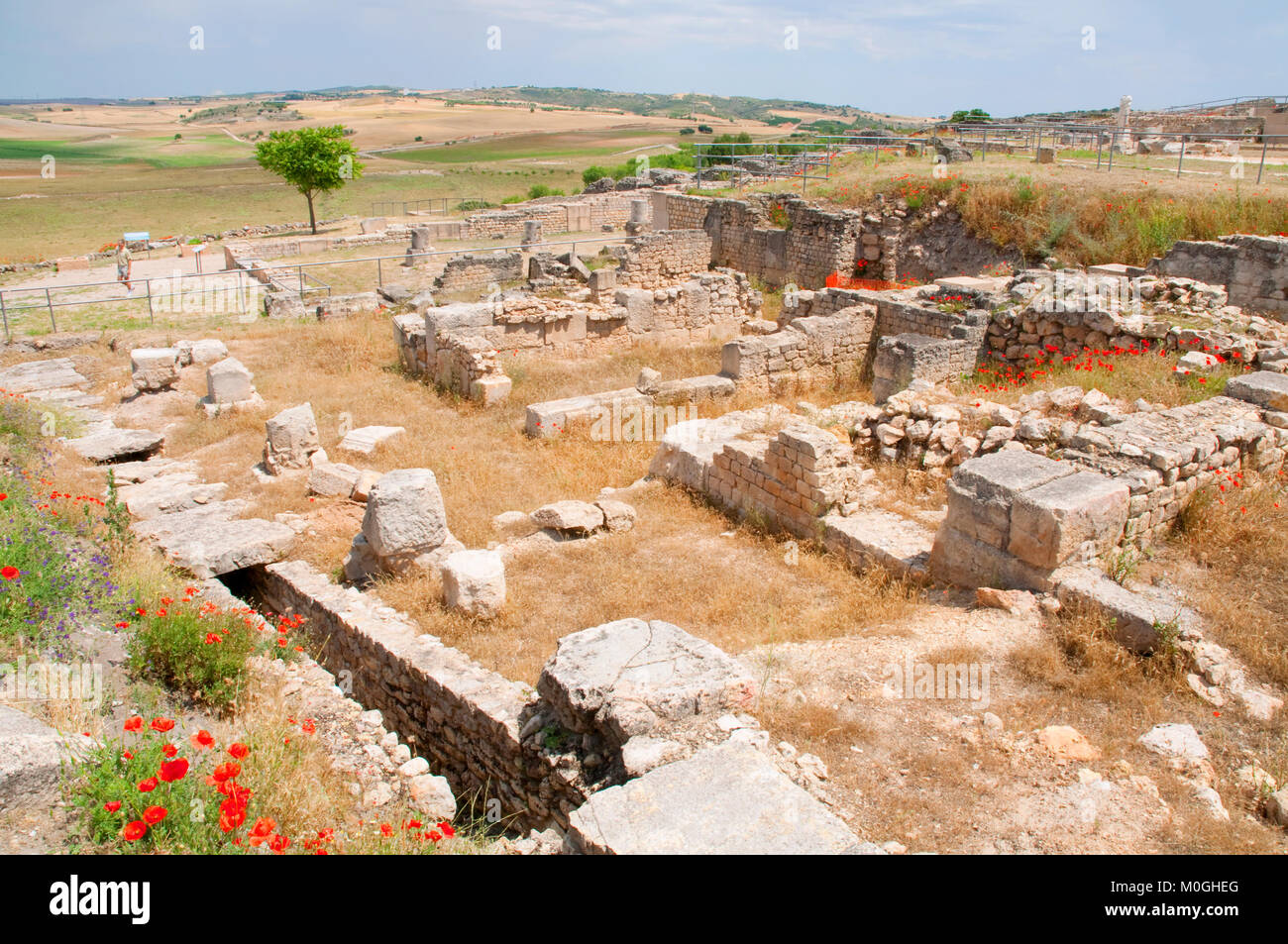 Roman forum. Segobriga Archaeological Park, Cuenca province, Castilla La Mancha, Spain. Stock Photo
