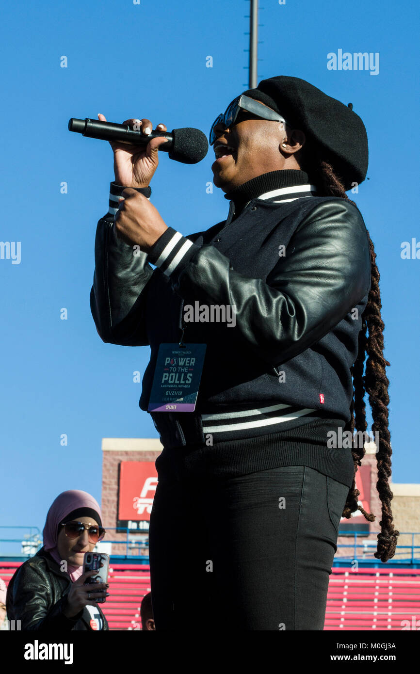 Las Vegas, NV, USA. 21st Jan, 2018. Ledisi at the WomenÕs March 'Power to the Polls' rally in LAs Vegas, Nevada on January 21, 2018. Credit: Damairs Carter/Media Punch/Alamy Live News Stock Photo