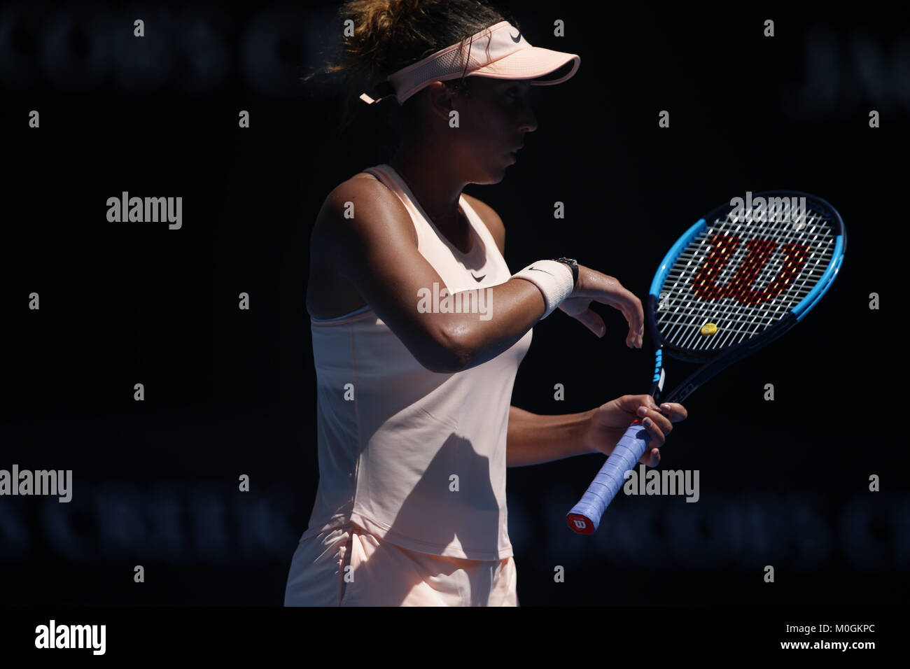 Melbourne, AUS, 22th January 2018:  Tennis player Madison Keys in action during the 2018 Australian Open at Melbourne Park. Credit: Frank Molter/Alamy Live News Stock Photo