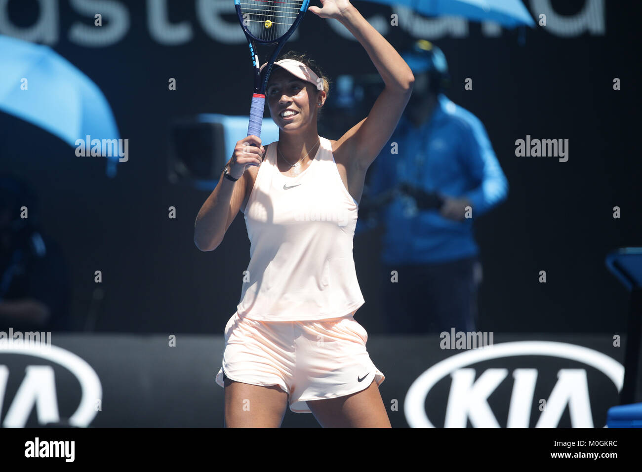 Melbourne, AUS, 22th January 2018:  Tennis player Madison Keys in action during the 2018 Australian Open at Melbourne Park. Credit: Frank Molter/Alamy Live News Stock Photo