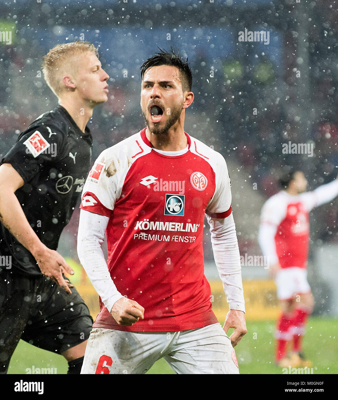 Mainz, Deutschland. 20th Jan, 2018. jubilation Danny LATZA (MZ ...