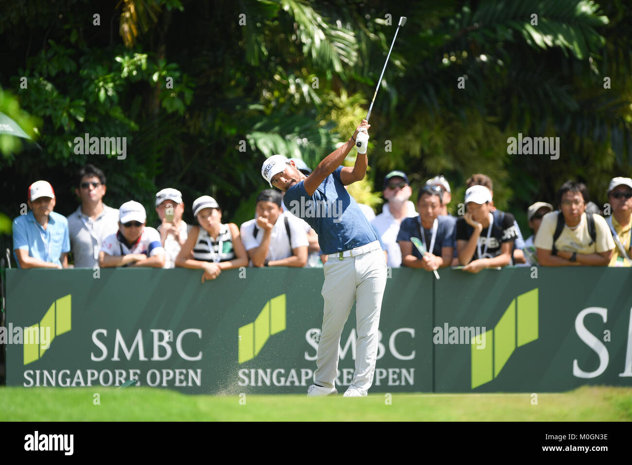 Satoshi Kodaira (JPN), JAN 21, 2018 - Golf: tees off on the 8th hole during the round 4 of SMBC Singapore Open 2018 Credit: Haruhiko Otsuka/AFLO/Alamy Live News Stock Photo