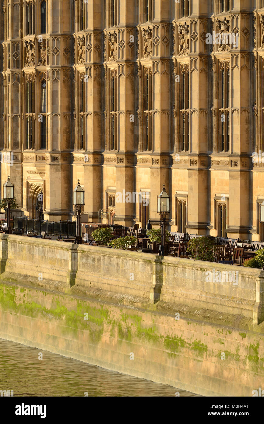 Palace of Westminster terrace, Houses of Parliament, London, United Kingdom Stock Photo