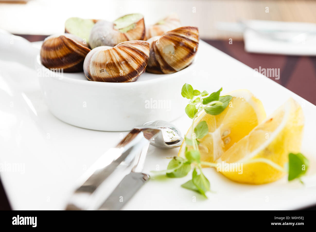 Escargots with garlic butter Stock Photo