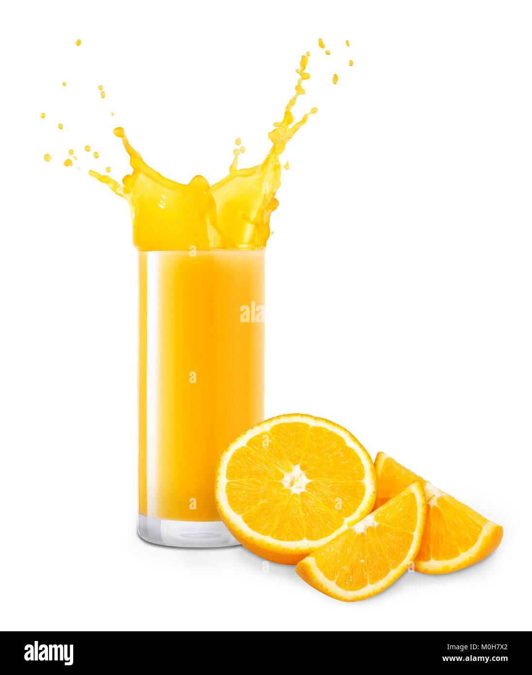glass of splashing orange juice Stock Photo