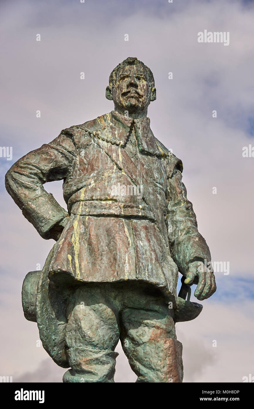Abel Tasman statue, Tahunanui Beach, Nelson, South Island, New Zealand Stock Photo